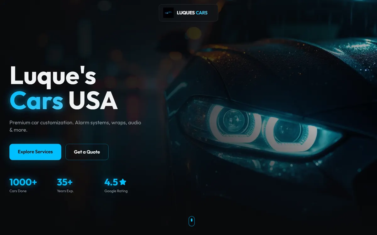 Luque's Cars website preview