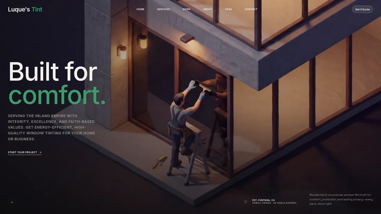 Luques Tint website preview